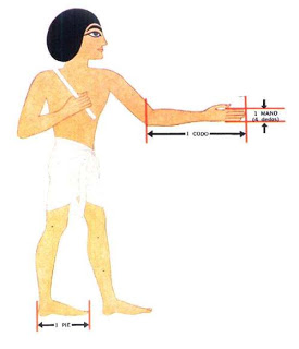  Se indican las partes del cuerpo de una persona: pie, codo y mano. Estas partes del cuerpo humano se utilizaban, en la antigüedad, como unidades de medida, pero presentaban como inconveniente la diferencia de medida entre distintos sujetos. 