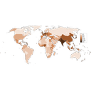 Densidad de población por países, en habitantes/km².
