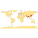 Densidad de población por países, en habitantes/km².