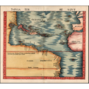 Mapa de la ‘Terra Nova’ dibujado por Waldseemüller en 1513. Muestra la continuidad del litoral entre el norte y el sur de América más las islas del Caribe.