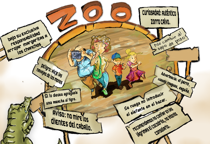 imagen de zoo con carteles